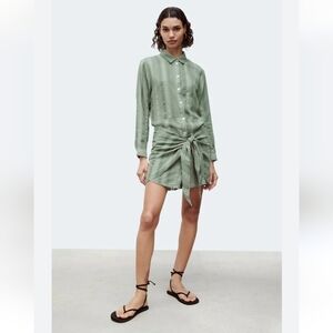 Zara linen shirt dress nwt size XS